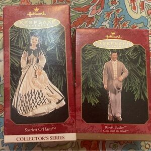 NWT Hallmark Collectors Rhett Butler & Scarlet O’Hara Christmas Ornaments